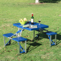 NPOT Portable Picnic foldable table with chairs and Umbrella Hole 4-Person Fold Up Travel Table